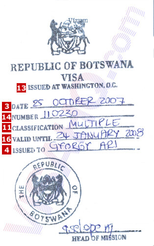 Botswana visum